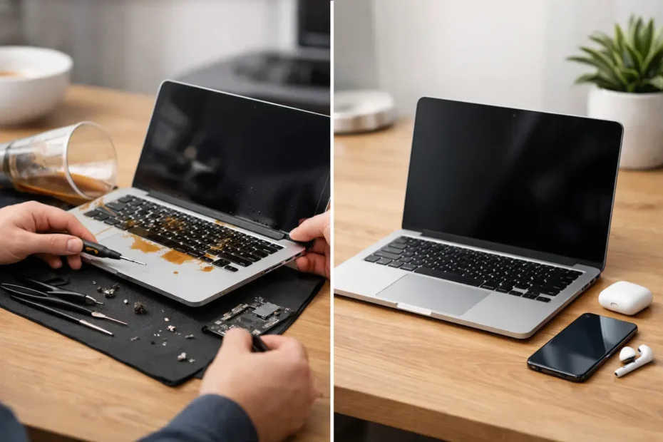 Repairing a Spill-Damaged Mac Versus Replacing It